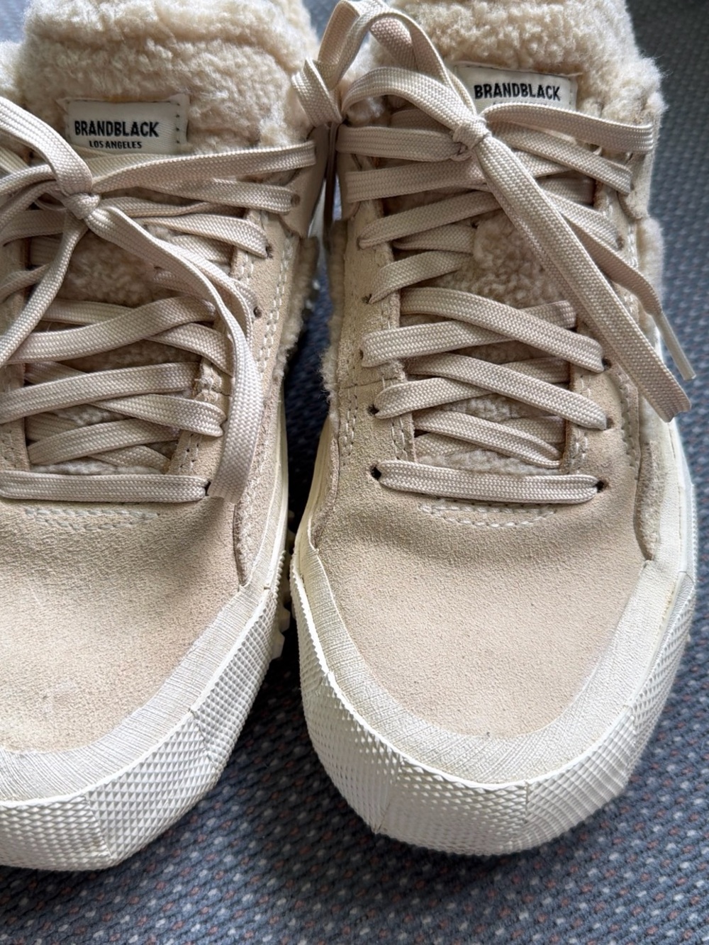 BRANDBLACK Cream Suede Sherpa Sneakers